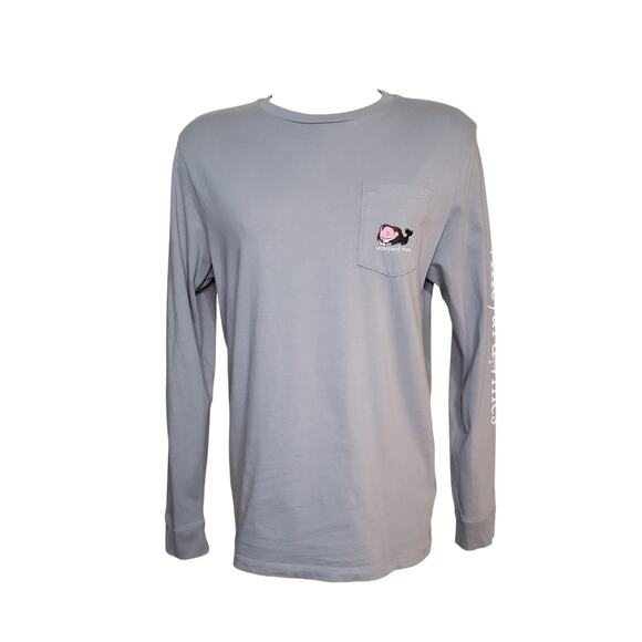 VINEYARD VINES KIDS LONG SLEEVE‎ VAMPIRE WHALE TEE  GRAY  XL Halloween - Picture 2 of 4